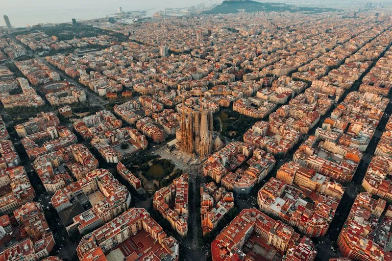 Barcelona cityscape with Sagrada Familia, Spain